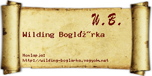 Wilding Boglárka névjegykártya